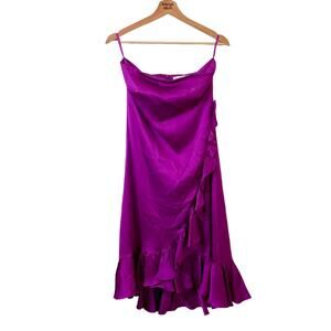 NWT Banana Republic 100% Silk Ruffled Strapless Dress in Fuschia SIZE 4